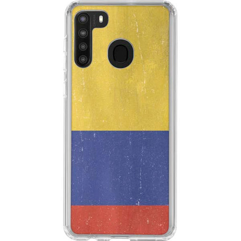 Colombia Flag Distressed Galaxy A21 Clear Case